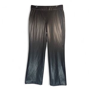 Anne Klein Faux Leather Pants Black Size Large Straight Leg Pockets Stretch Soft